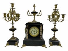 Late 19th century French mantle clock with a Parisian single train eight-day timepiece movement