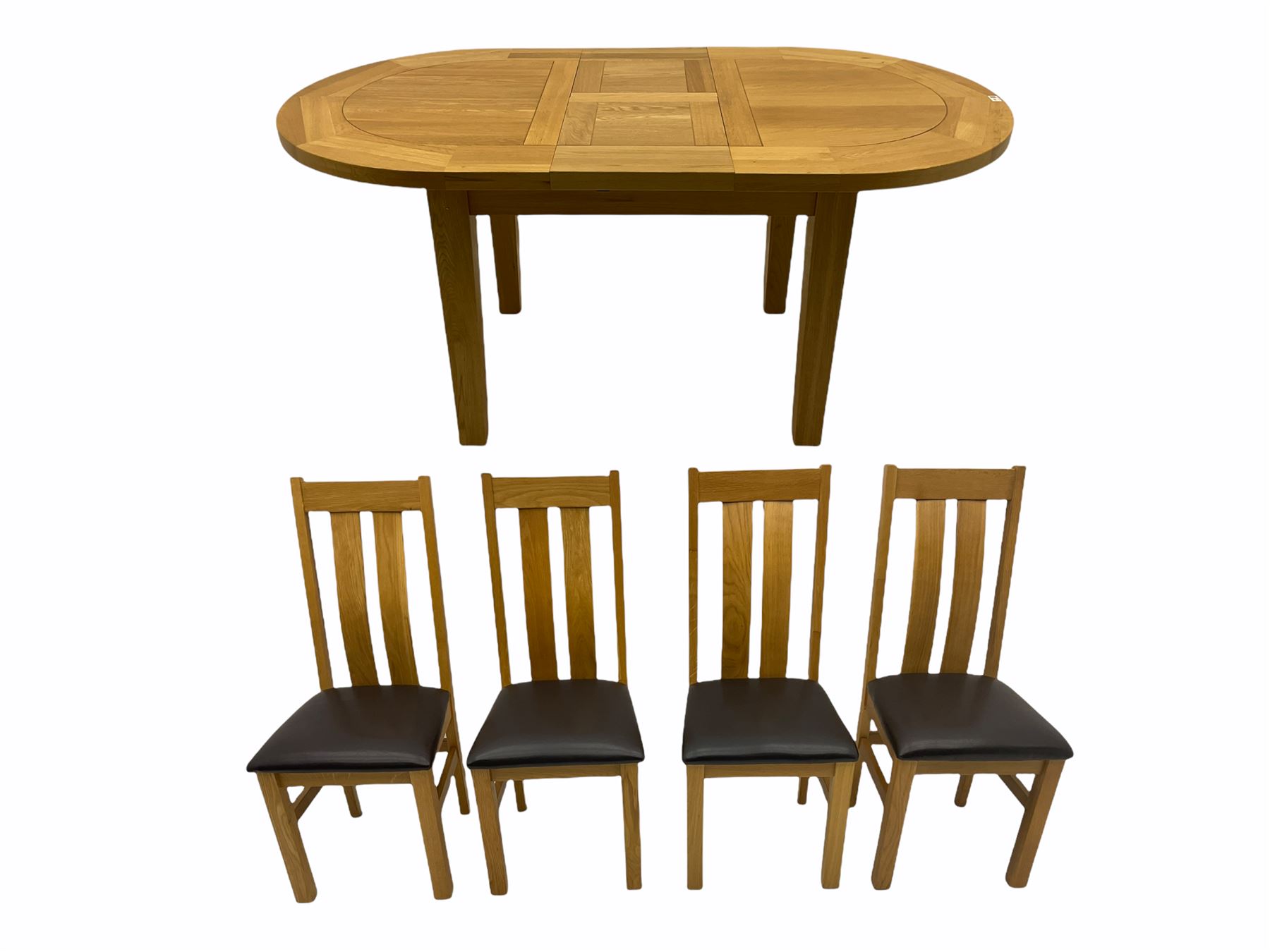 Solid oak oval extending dining table - Image 5 of 6