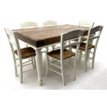 Mexican painted and polished pine rectangular dining table