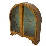 Art Deco walnut two door display cabinet