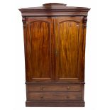 Late Victorian figured mahogany double wardrobe