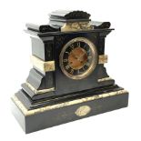 Late 19th century twin train French eight-day rack striking mantle clock with a recoil escapement st