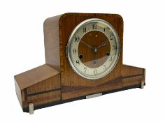 A 1930�s eight-day three train art deco Westminster chiming mantle clock with a Haller & Benzing (Ge