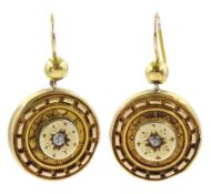 Pair of Victorian gold circular earrings