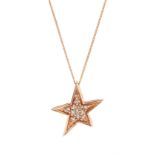 14ct rose gold diamond star pendant