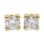 Pair of 9ct gold single stone cubic zirconia stud earrings