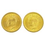 Two Persia (Iran) Mohammed Reza Shah 1 Pahlavi gold coins