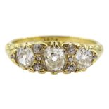 Early 20th century gold three stone old cut diamond ring