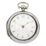 George III silver pair cased verge fusee pocket watch by John Richards