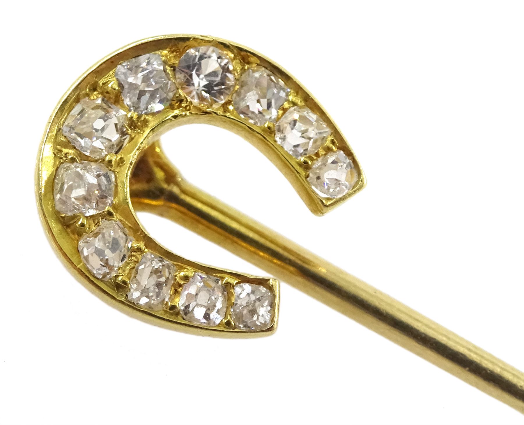 Early 20th century gold diamond horseshoe stickpin - Image 2 of 2