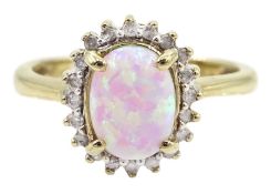 9ct gold opal and diamond cluster ring