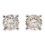 Pair of 18ct white gold round brilliant cut diamond stud earrings