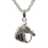 Silver horses head pendant necklace