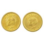 Two Persia (Iran) Mohammed Reza Shah 1 Pahlavi gold coins