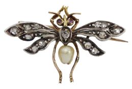 Victorian gold and silver insect brooch