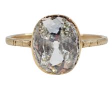 Early 20th century rose gold single stone unusual oval cut diamond ring