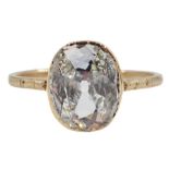 Early 20th century rose gold single stone unusual oval cut diamond ring