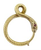 19th century gold snake spring loaded fastener/pendant