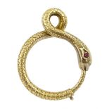 19th century gold snake spring loaded fastener/pendant