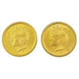 Two Persia (Iran) Mohammed Reza Shah 1 Pahlavi gold coins