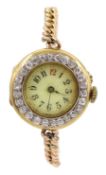 Continental early 20th century 18ct gold ladies manual wind wristwatch