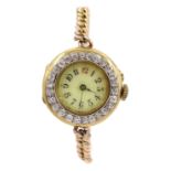 Continental early 20th century 18ct gold ladies manual wind wristwatch