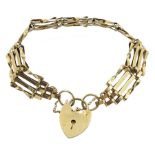 9ct gold four bar gate bracelet