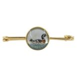 Early 20th century Austrian 14ct gold Essex crystal duck bar brooch