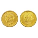 Two Persia (Iran) Mohammed Reza Shah 1 Pahlavi gold coins