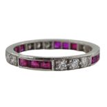 Platinum ruby and diamond full eternity ring