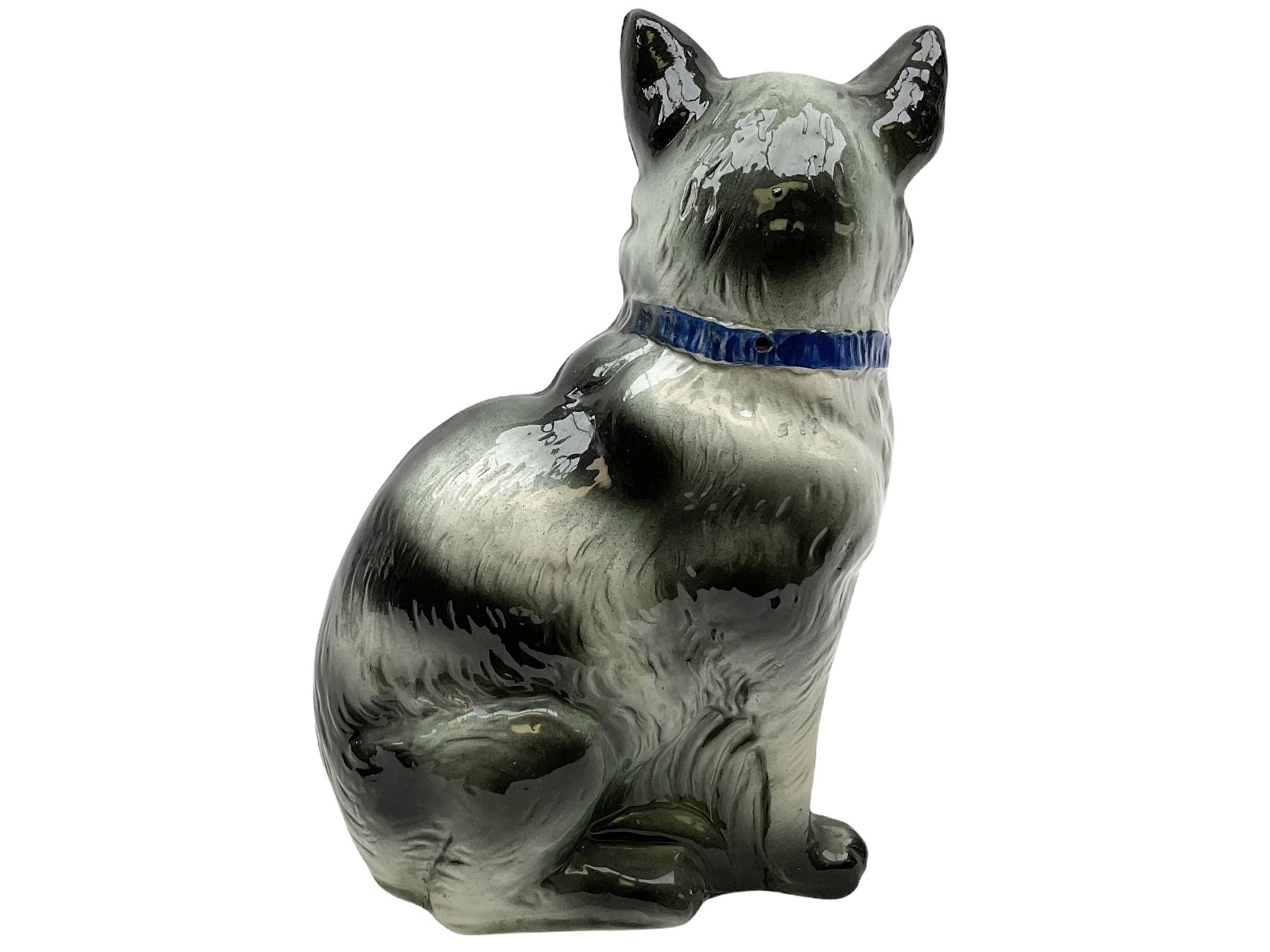 Staffordshire model of a seated cat - Image 4 of 9