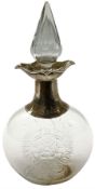 Late Victorian silver mounted clear glass decanter of flask form