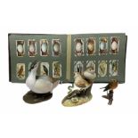 Three ceramic bird figures comprising Royal Crown Derby thrush chicks