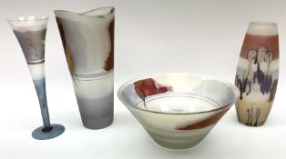 Four pieces of modern Art Glass