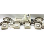Eight vintage telephones and two spare handsets.