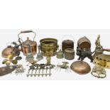 Metalware including brass jardini�re with lion mask ring handles
