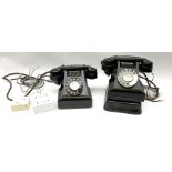 Two vintage black Bakelite telephones