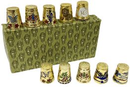 Ten cloisonn� thimbles