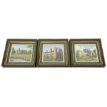 Three miniature oils on copper depicting Kent castles