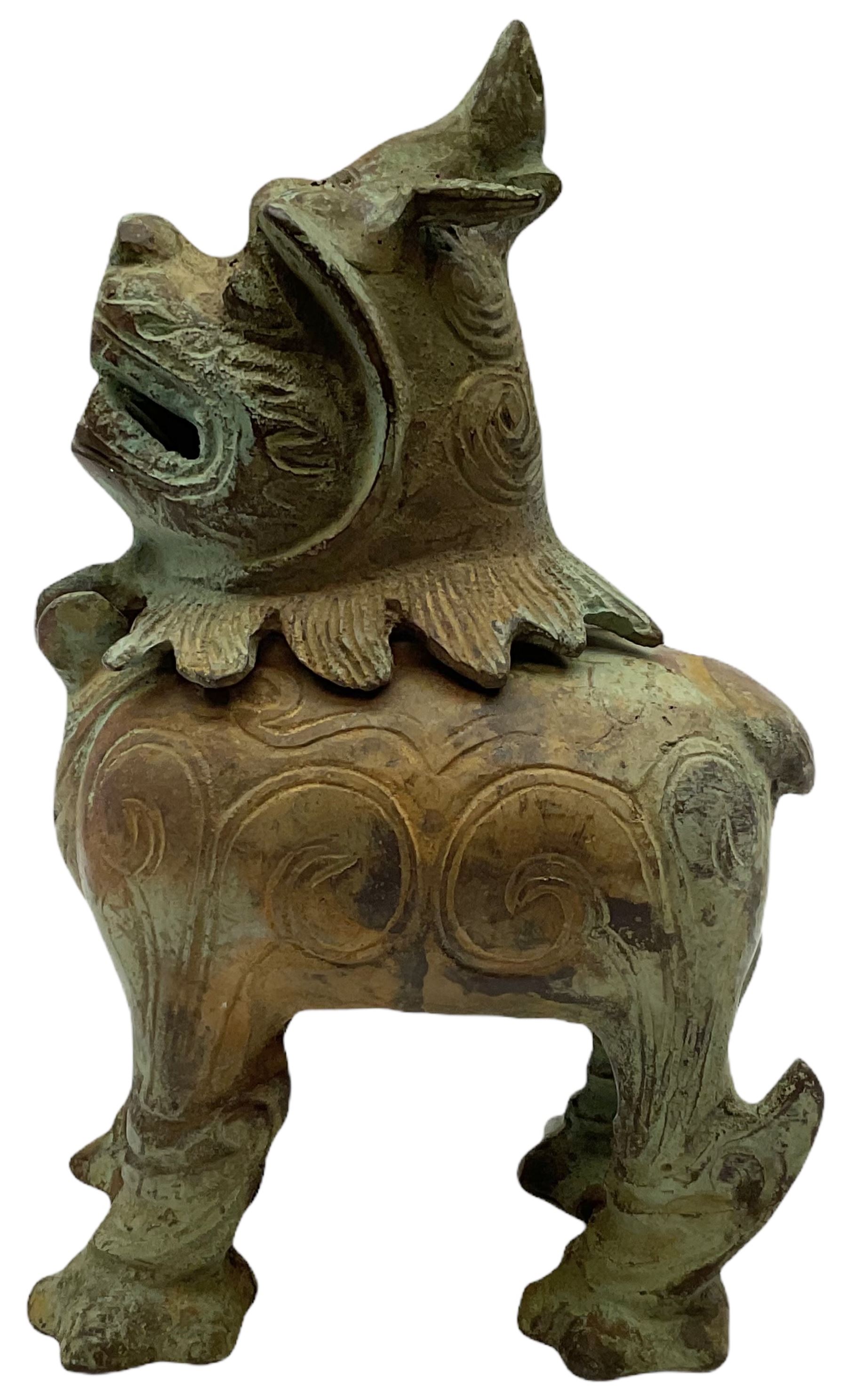 Brass incense burner modelled as a dog of foo - Image 2 of 14