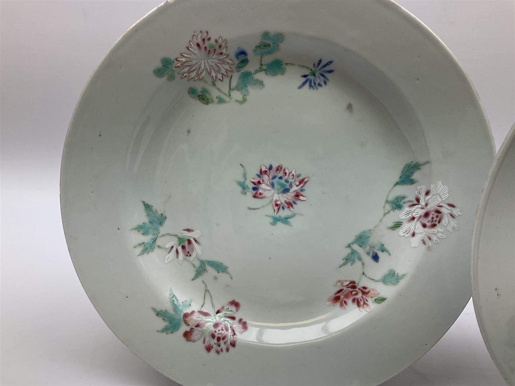 Three 18th century Chinese porcelain plates - Image 3 of 19