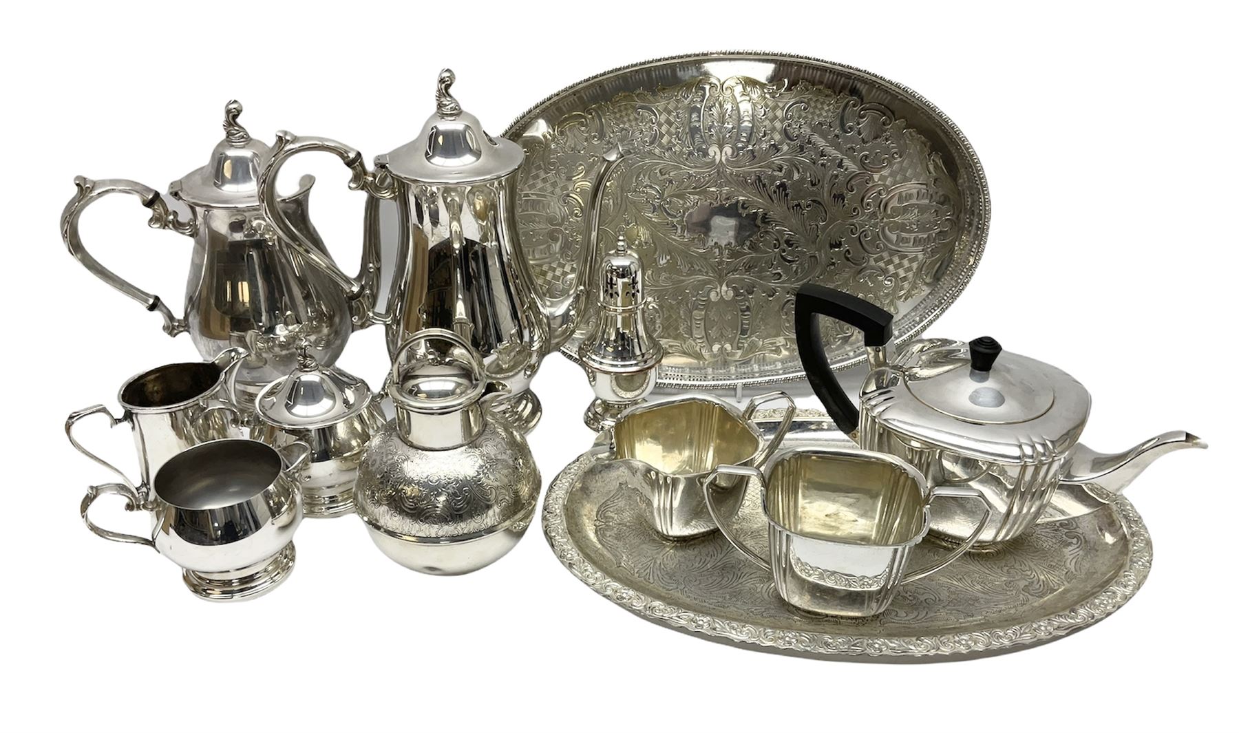 Silver plated tea set by H Fisher & Co of Sheffield comprising tea pot