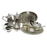 Silver plated tea set by H Fisher & Co of Sheffield comprising tea pot