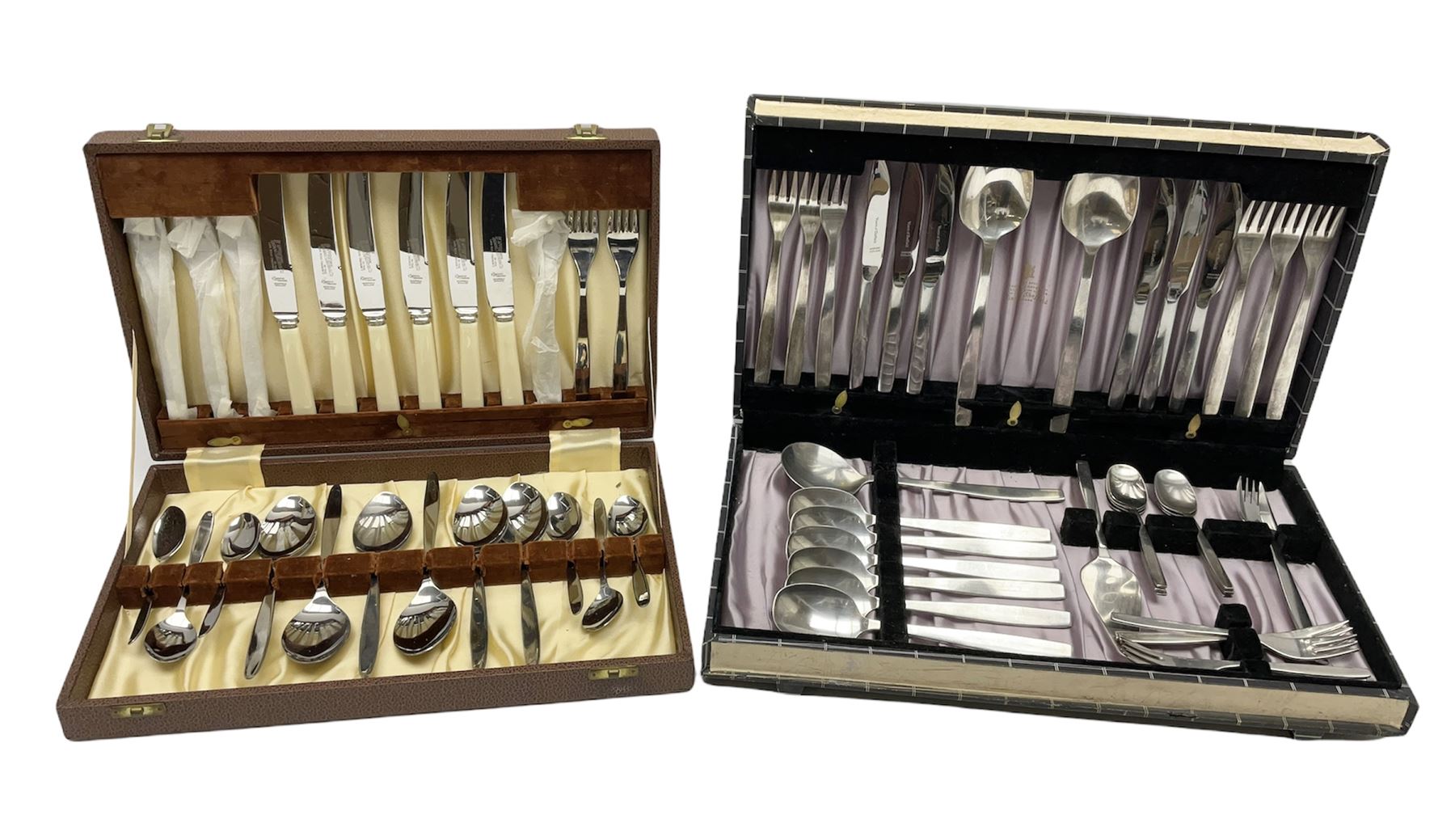 Two cased canteens of cutlery comprising Viners of Sheffield 1960s EPNS cutlery (34) and canteen of