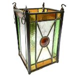 Arts and Crafts style leaded glass lantern