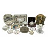 Commemorative ware to include Sampson Bridgwood Queen Victoria 1897 Jubilee teapot for Harrods
