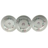 Three 18th century Chinese porcelain plates