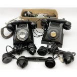 Two vintage black Bakelite telephones