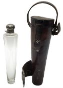 Tapered conical glass hunting flask with silver plated screw top