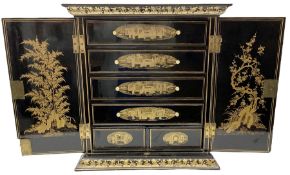 Early 20th century Oriental black lacquered chest of small proportions